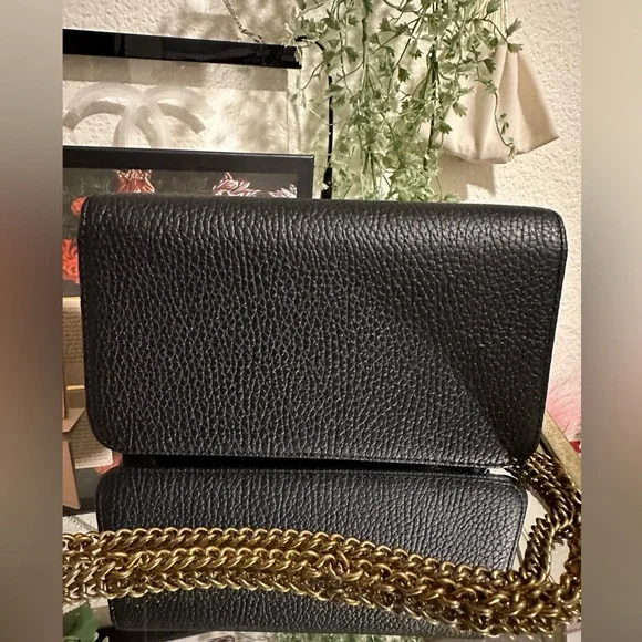 GUCCI Dollar Calfskin Garden Mystic Cat Chain Wallet in Black authentic new box - Picture 6 of 12